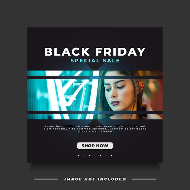 Black Friday sale banner with futuristic and minimalist concept