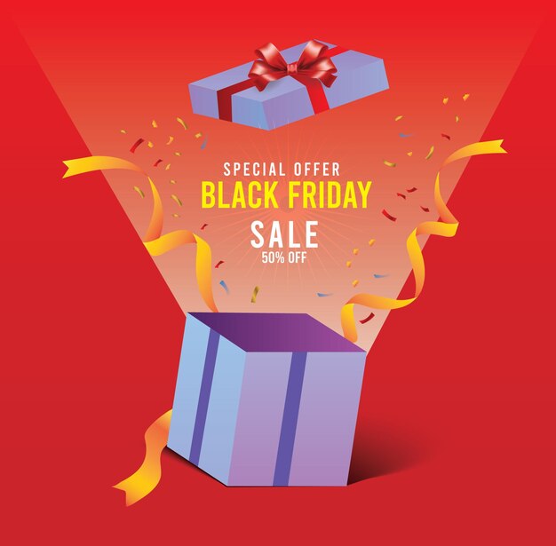 Black Friday sale banner with gift box