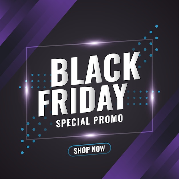 Black Friday sale banner with glowing frame and abstract concept