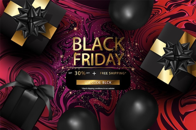 Black friday sale banner with luxury shopping offer background - black friday background