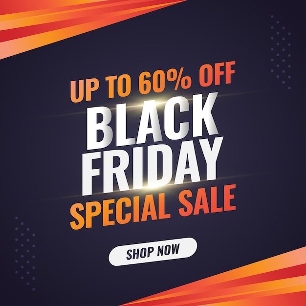 Black friday sale banner with orange gradient in abstract concept