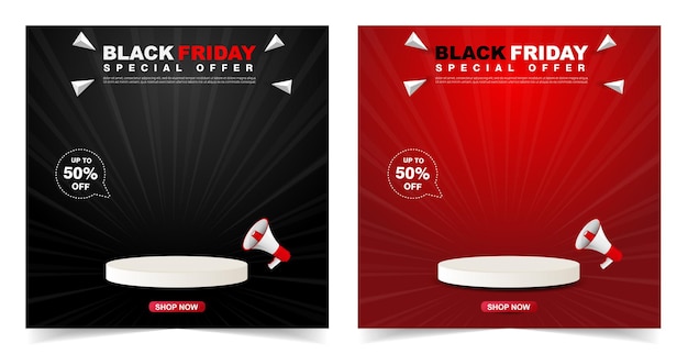 Black friday sale banner with podium template design