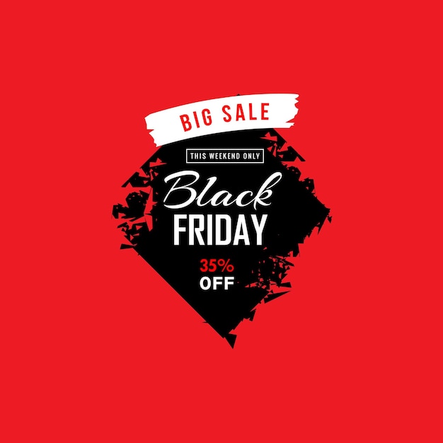 Black friday sale banner with white brush stroke abstract