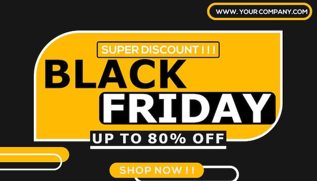 Vector black friday sale banner on yellow and black background