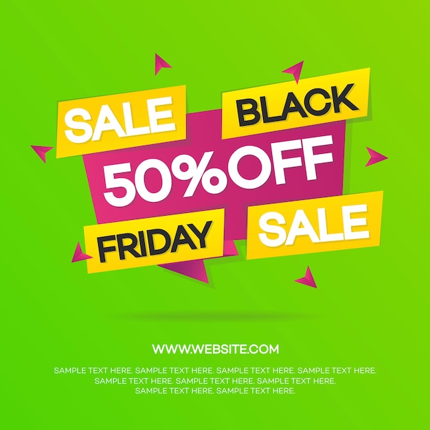 Black friday sale banner for your promotion isolated on green background Super sale and discount Vector Illustration