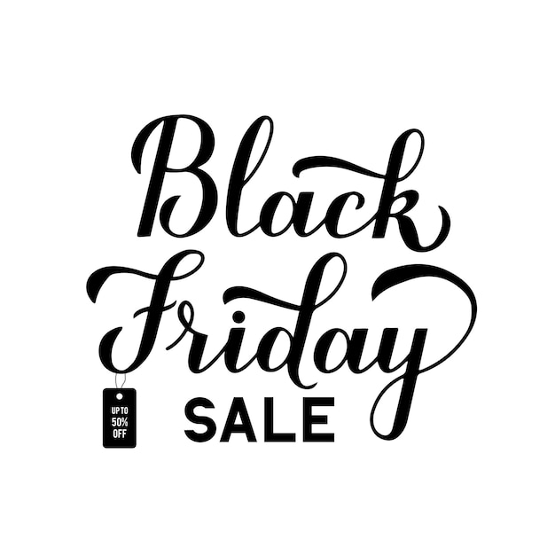 Black Friday Sale calligraphy hand lettering isolated on white background Seasonal shopping sign Easy to edit vector template for logo design advertising poster banner flyer etc