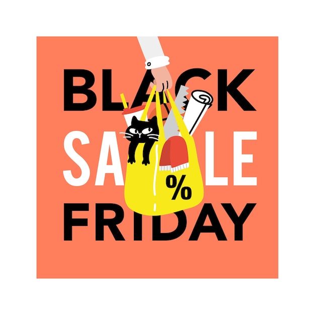 Black friday sale concept banner doodle illustratie