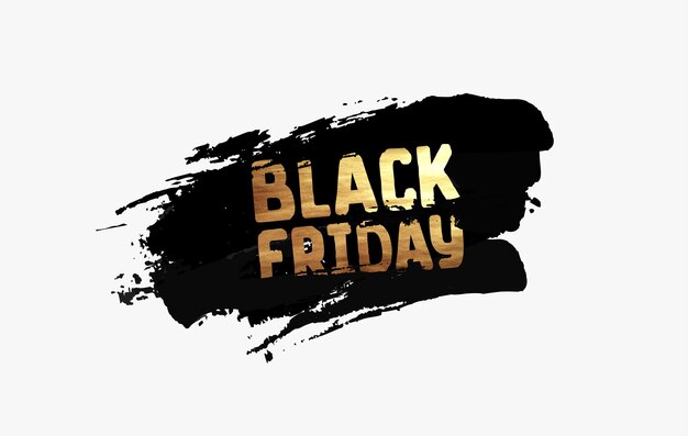 Vector black friday sale. design black smear brush stroke with gold text. vector illustration