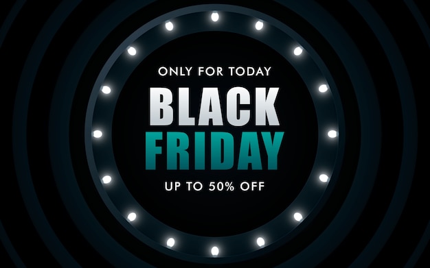 Black friday sale design surrounded by glowing lights