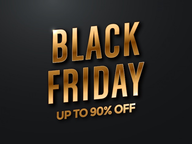 Design di vendita del black friday con scritte nere e oro