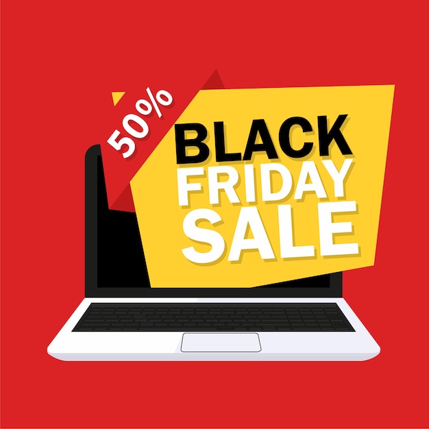 Black friday sale design with laptop