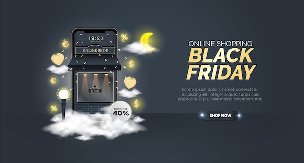 Vector black friday sale design with mobile element