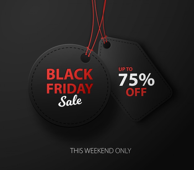 Black Friday sale discount background for commercial advertising. Black 3d labels