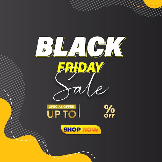 black friday sale discount template banner with copy space for product sale with abstract gradient black and yellow background design 047