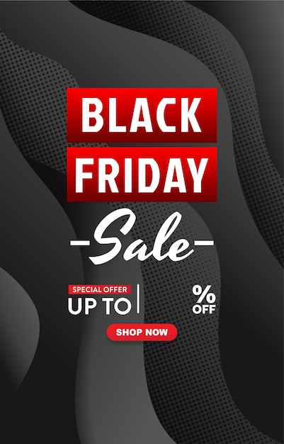 black friday sale discount template banner with copy space for product sale with abstract gradient dark black background design