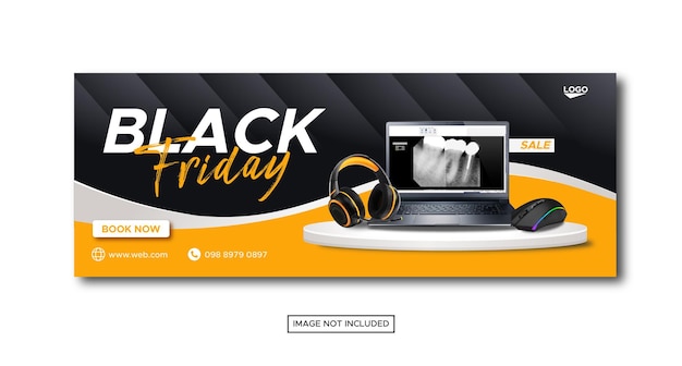 Vettore modello di copertina facebook di vendita del black friday