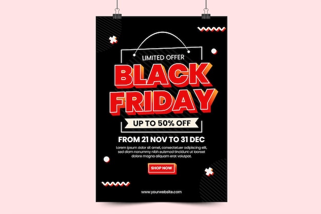 Vettore modello di progettazione di volantini o poster di vendita del black friday