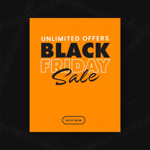 Black Friday Sale Flyer Or Template Design In Orange Color