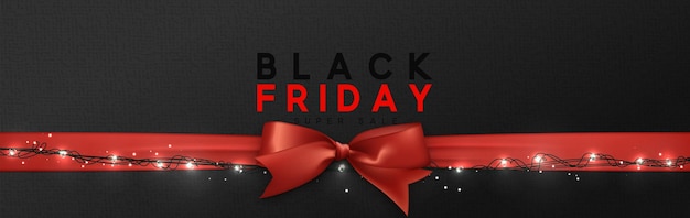 Black Friday sale Horizontal banner, web poster, website header. vector illustration