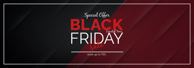 Vector black friday sale inscription gold letters on a black background horizontal banner design template