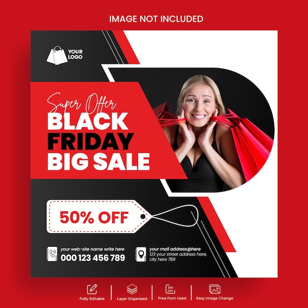 Black friday sale Instagram post banner template design