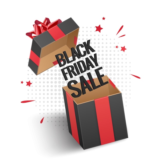 Black friday sale, kaart met zwarte geschenkdoos