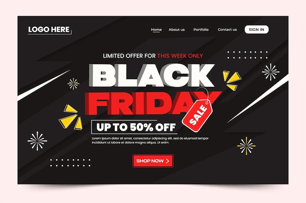 Black Friday sale landing page design template