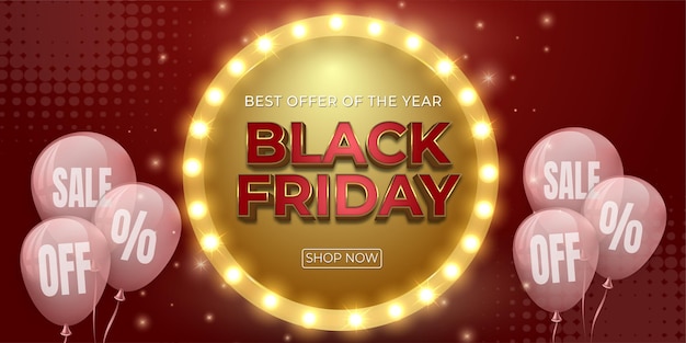 black friday sale luxury banner with balloons template