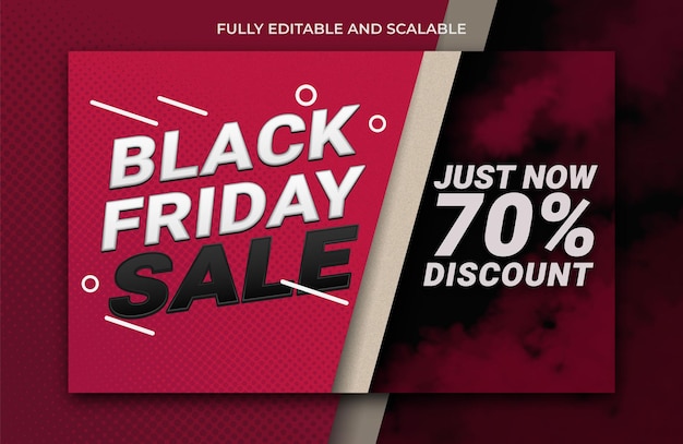 Black friday sale modern banner paper cut style and smoke effect