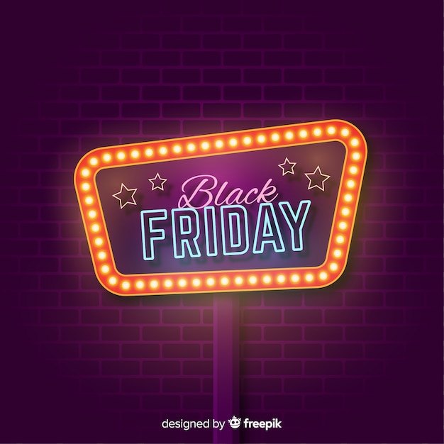 Vector black friday sale neon sign  background