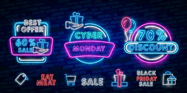 Insegna al neon di vendita del black friday