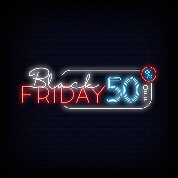 Black friday sale neon text vector design