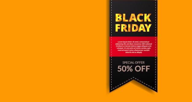 Black friday sale offer price tag bookmark label discount with white space yellow background