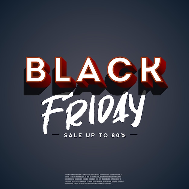 Vector black friday sale poster on black background. retro style