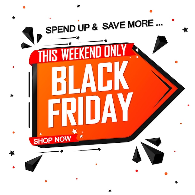 Modello di poster o banner per la vendita del black friday per l'illustrazione vettoriale di negozi e negozi online