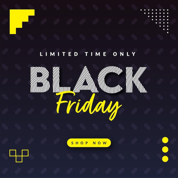 Vector black friday sale poster design with dark blue scattered line pattern background