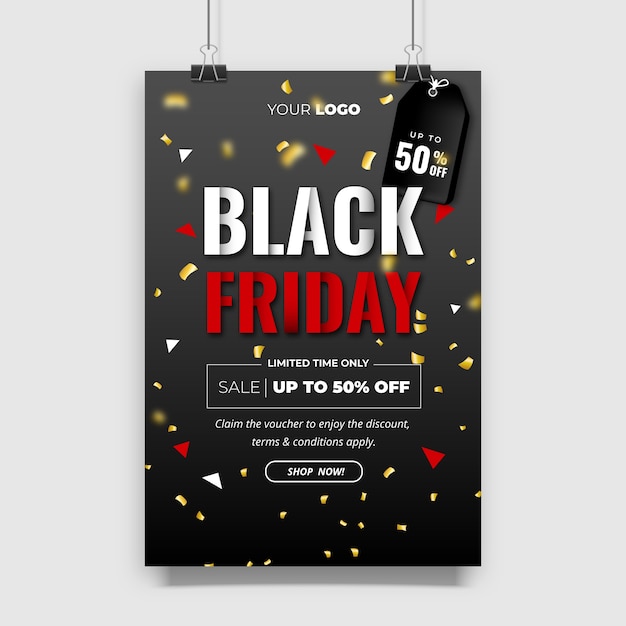 Vettore modello di poster di vendita del black friday