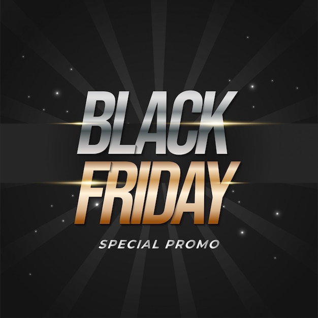 Black friday sale poster with glowing light on dark background