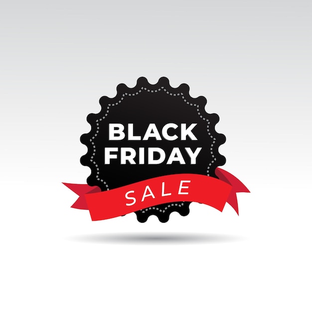 Black friday sale poster with label and banner design element.  Social media post design template. Vector illustration.