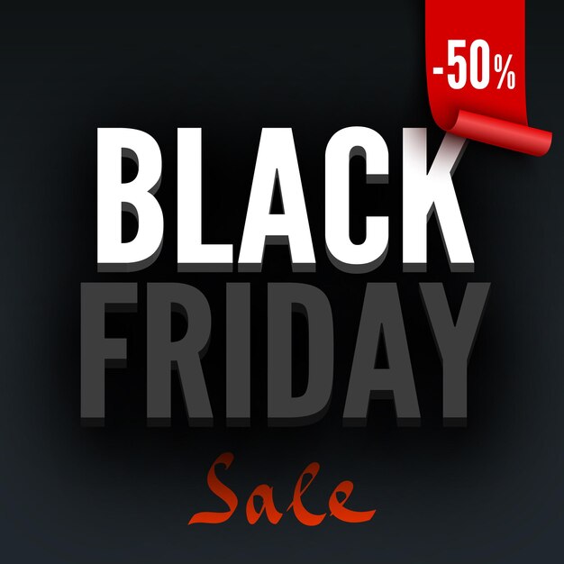 Black friday sale poster with red tag Vector illustration