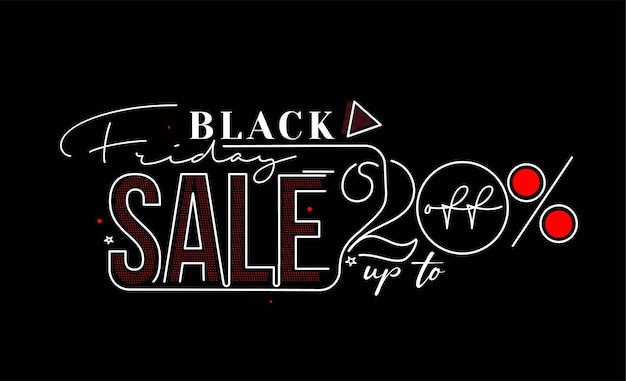 Black friday sale promotion poster or banner design, special offer 20% sale, promotion and shopping vector template.