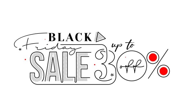 Black Friday Sale Promotion Poster or banner Design, Special offer 30% sale, Promotion and shopping vector template.