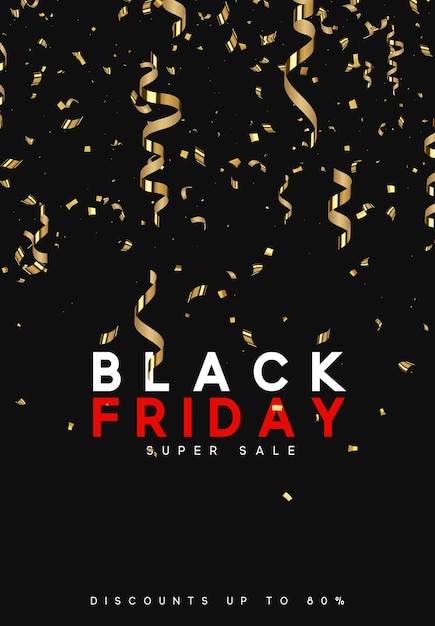 Vettore vendita del black friday, poster promozionale e banner. illustrazione vettoriale