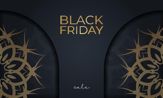 Black friday sale sale poster template with greek golden ornament