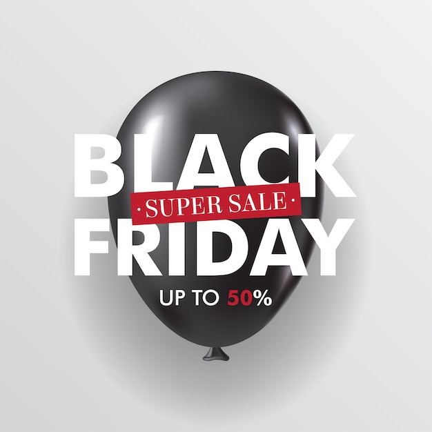 Black friday sale shiny black balloon