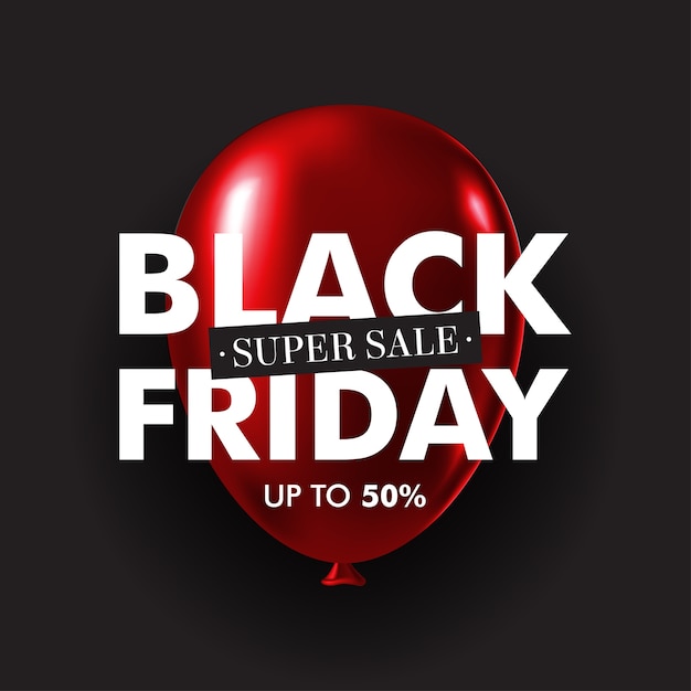 Black friday sale shiny red balloon