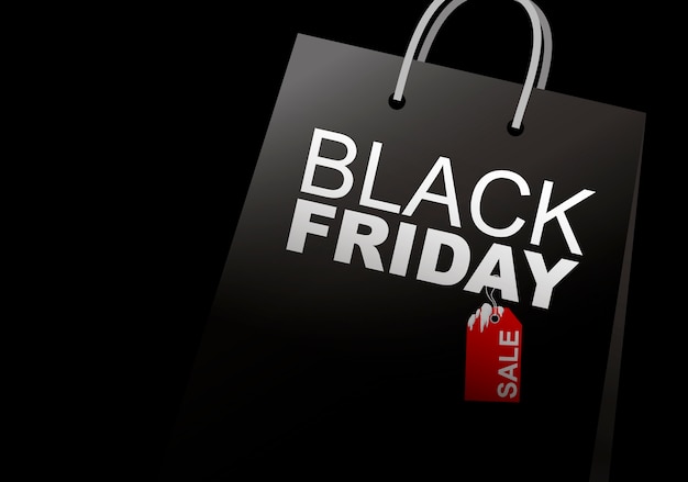 Vector black friday sale of shopping bag on white background