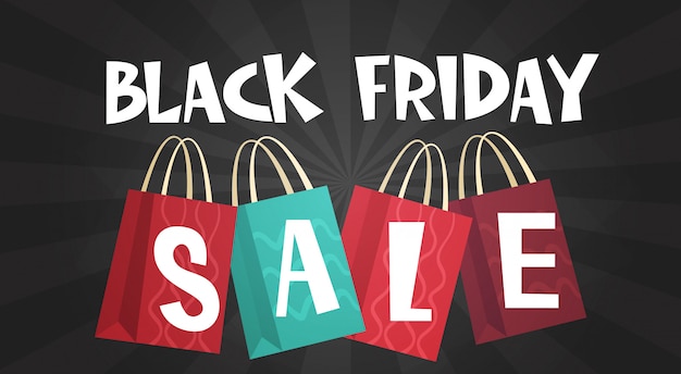 Black friday sale over shopping bags