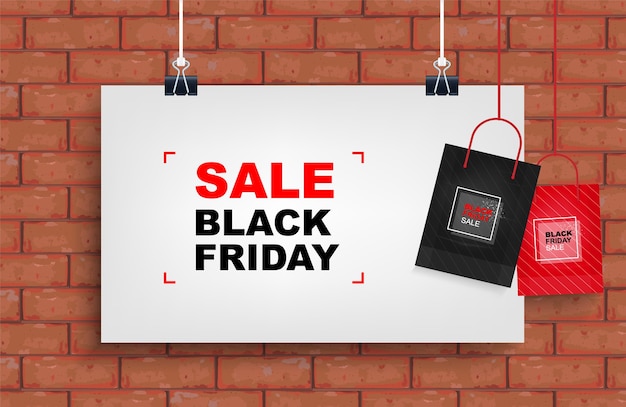 Vettore saldi del black friday. modello di promozione dello shopping