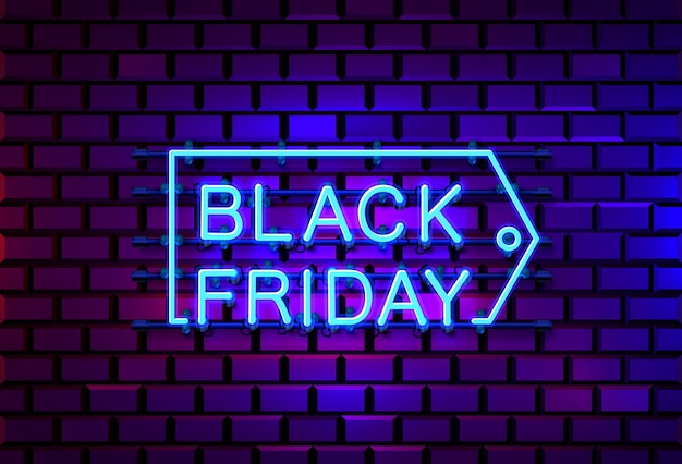 Insegna di vendita del black friday, insegna al neon